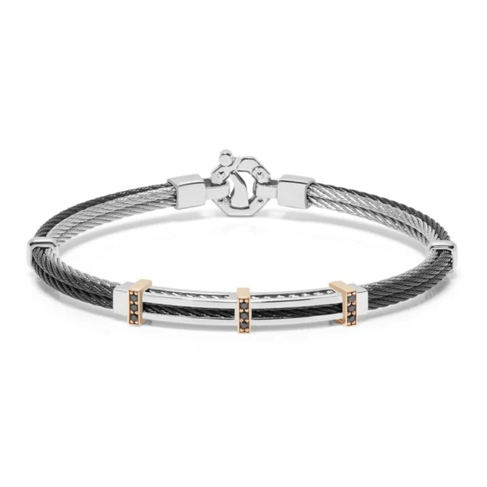 BARAKA Men's BR312511RODN210016 Rose Gold Black & White Diamonds Bracelet